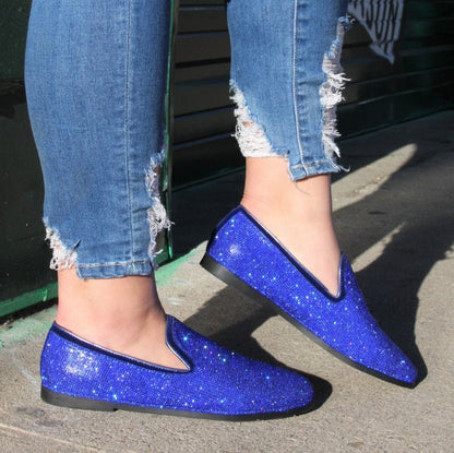 Disco Queen Blue Diamond Loafers