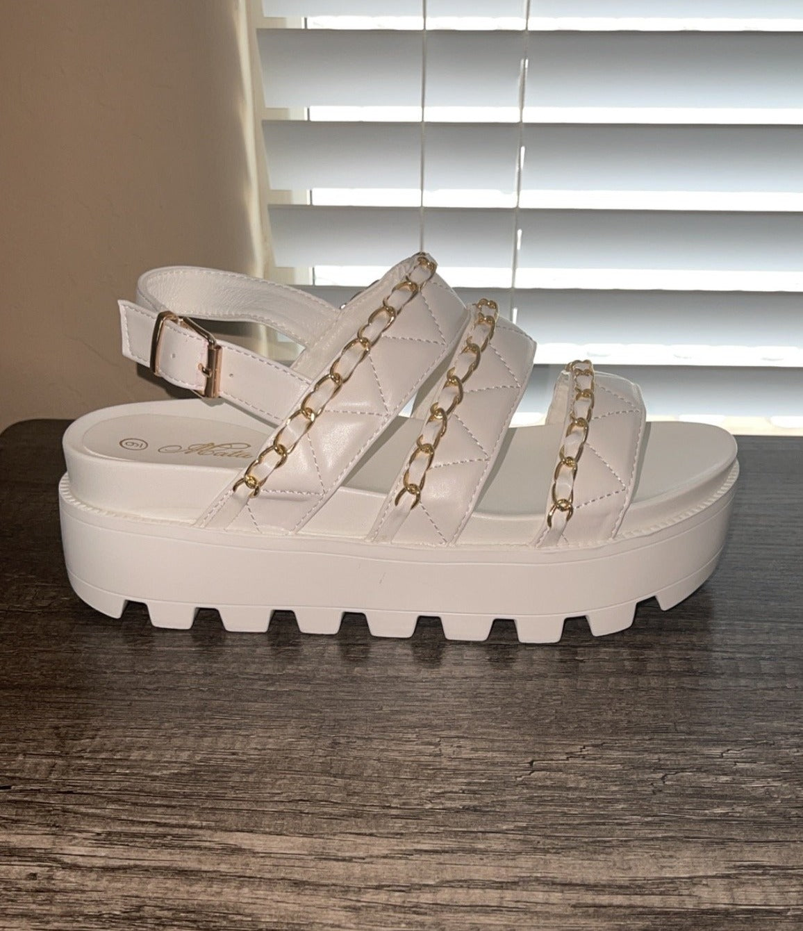 Chain Me Platform Sandals - White