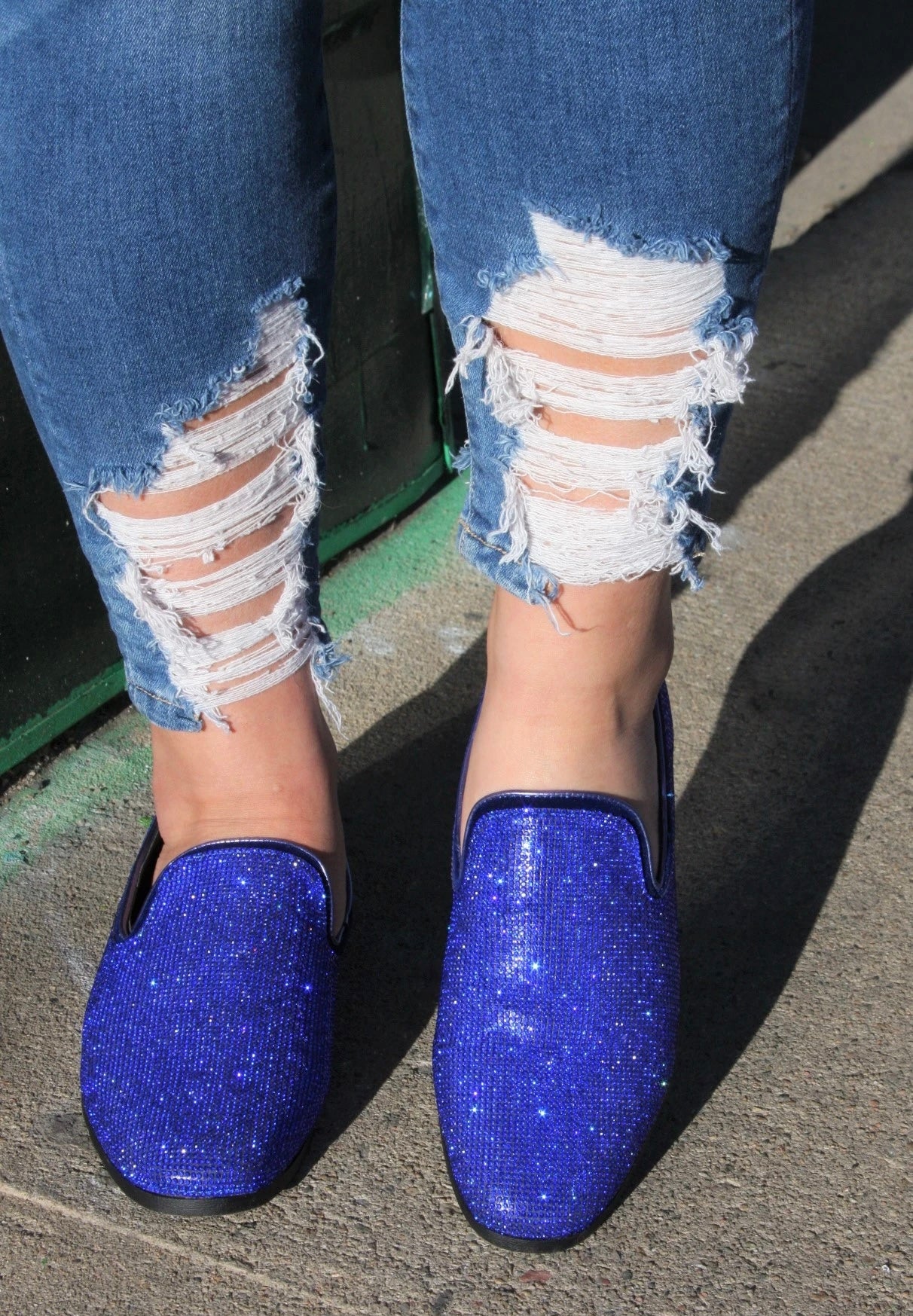 Disco Queen Blue Diamond Loafers