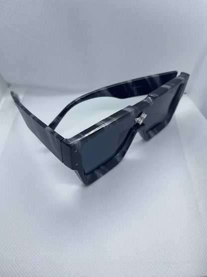 Cyclone Sunglasses - Black/White Marble (Silver)