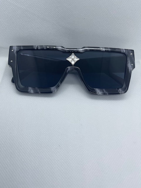 Cyclone Sunglasses - Black/White Marble (Silver)