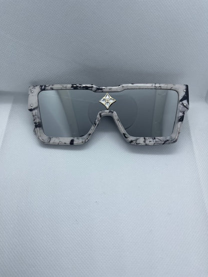 Cyclone Sunglasses - Green Marble (Silver) – Ambitious Gyrl Boutique